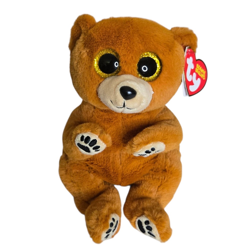 Ty Duncan Beanie Bellies Bear Plush 6" 2021 Gold Eyes Zoo Forest‎ Cuddle NWT
